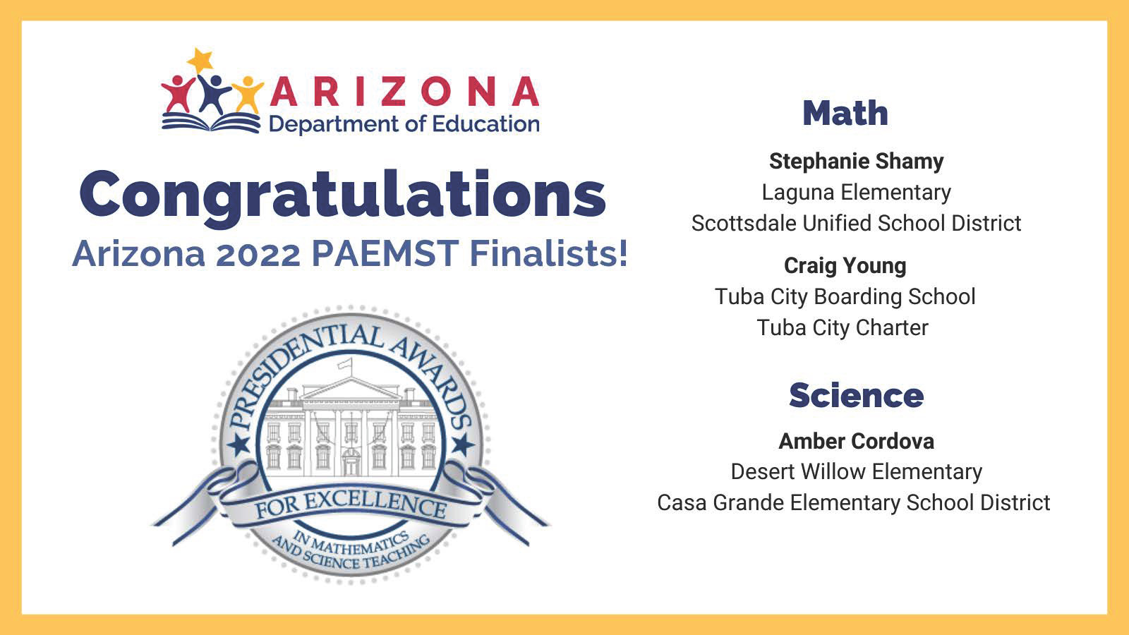 Presidential Awards for Excellence in Mathematics and Science Teaching 