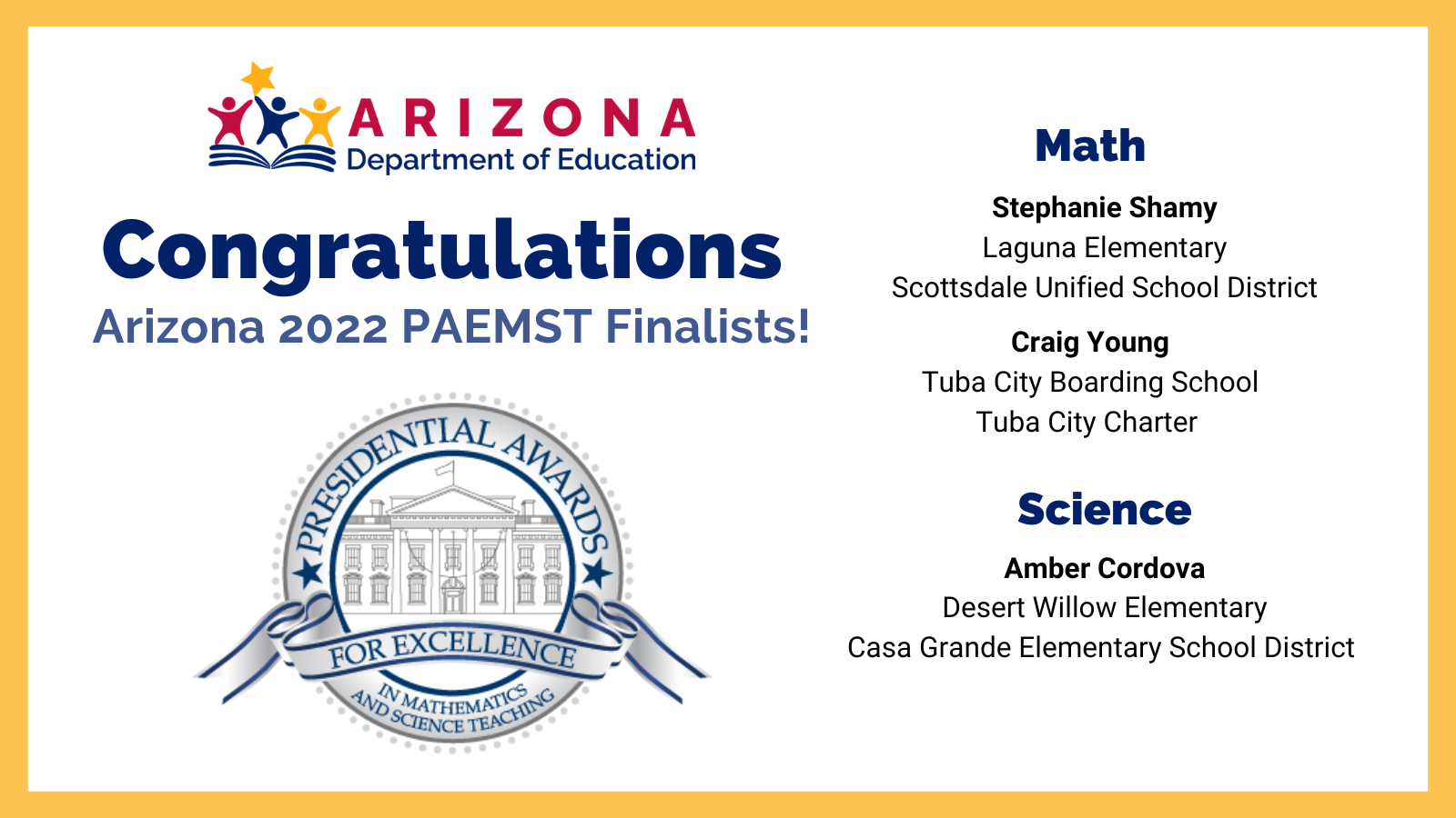 Presidential Awards for Excellence in Mathematics and Science Teaching