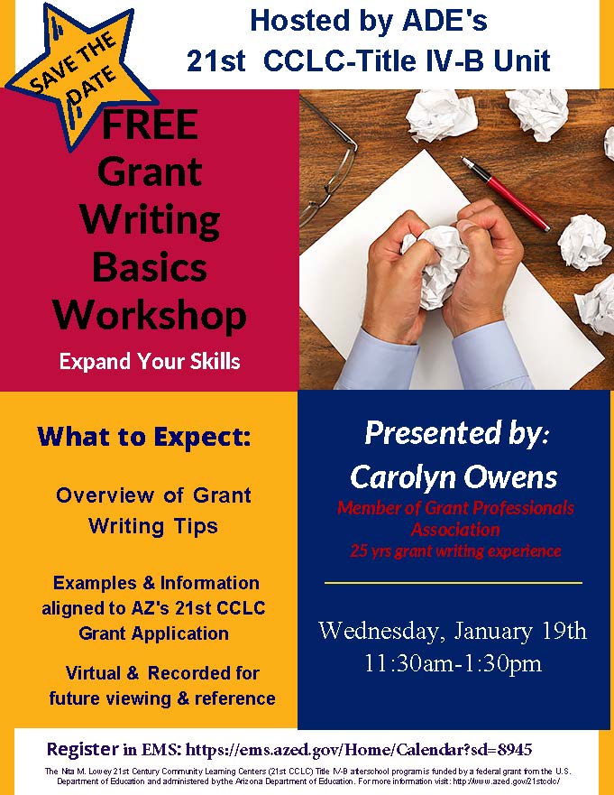 Grant Writing Basics Save the Date 12.8.2021.