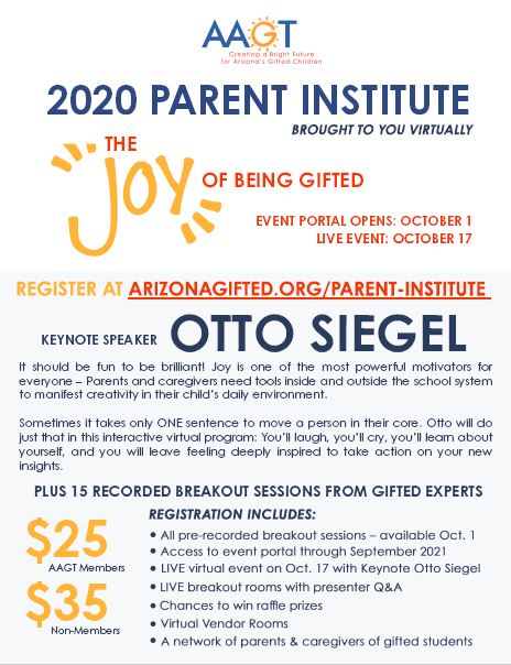 AAGT 2020 Parent Institute Flier
