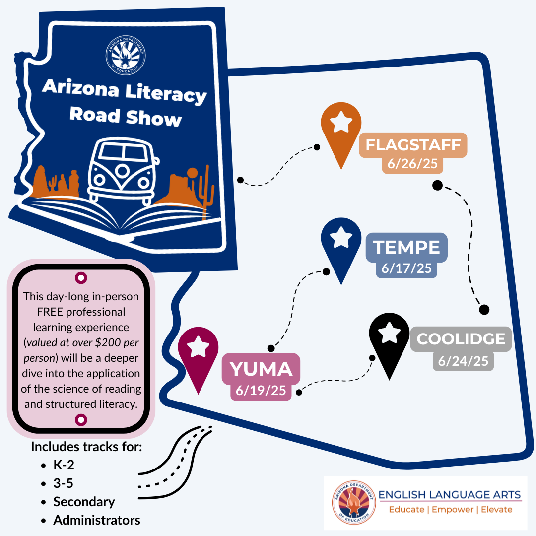 AZ Literacy Road Show 2025 graphic for APLD