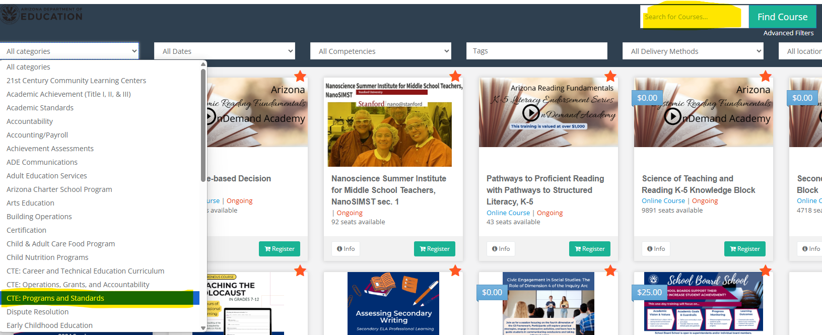 Image of ADE Professional Learning and Development (APLD) portal