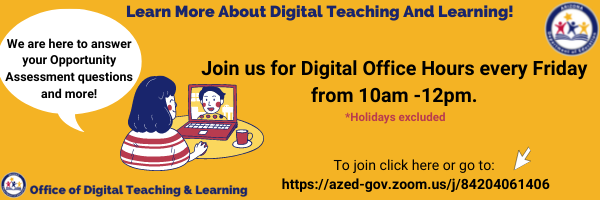 Digital office hours banner showing times 