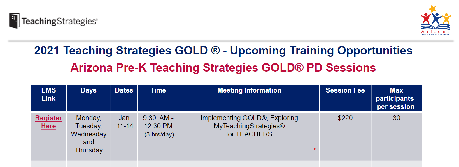 Teaching Strategies GOLD Training Flyer Jan 2021_pg 1