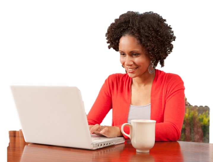 woman looking at computer