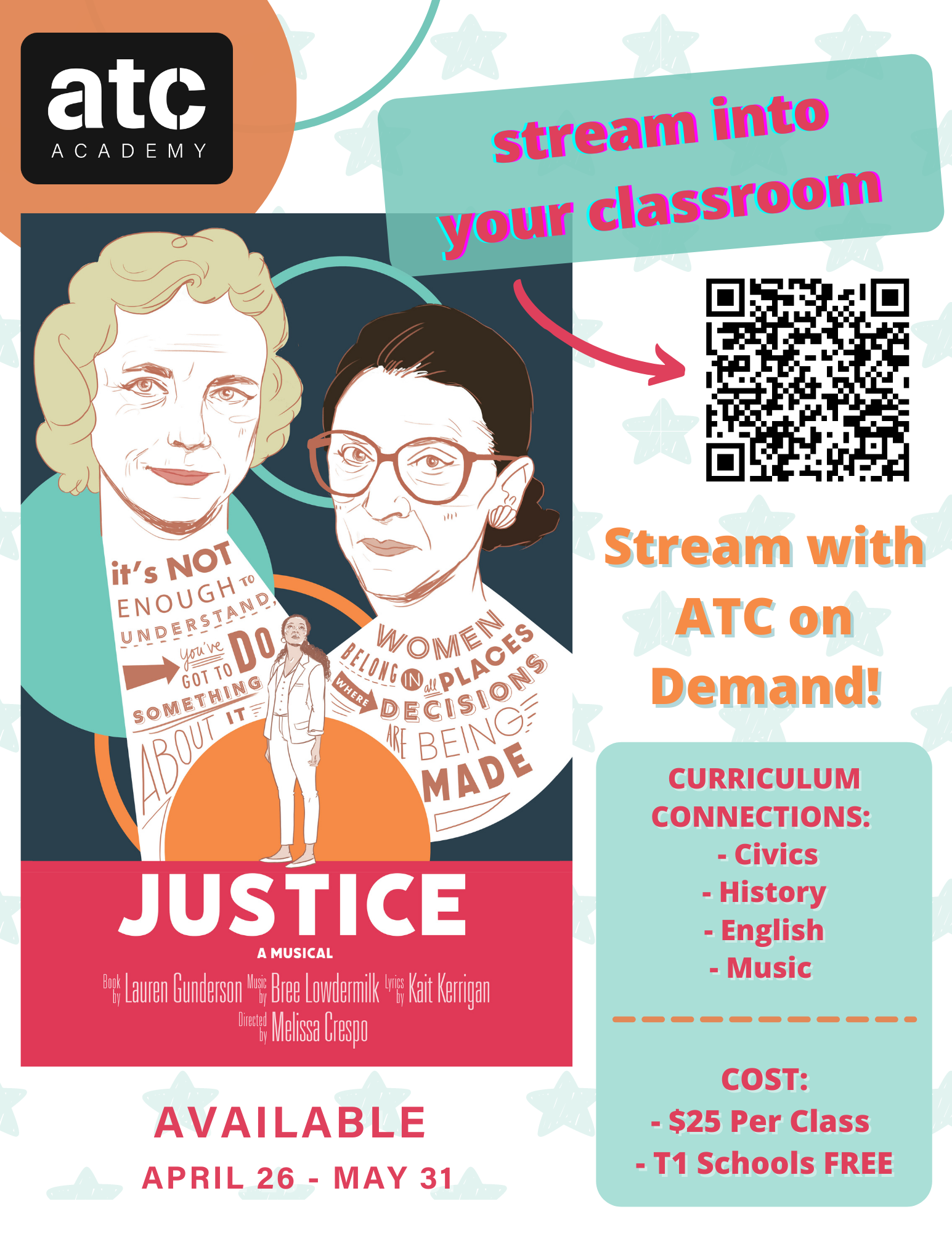 digital poster for musical called Justice
