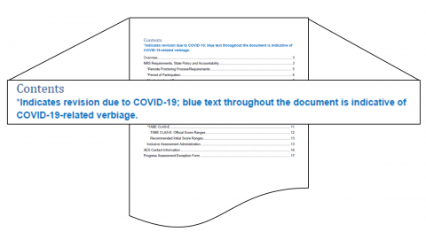 A picture of blue text in the assessment policy