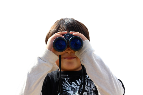 child using binoculars