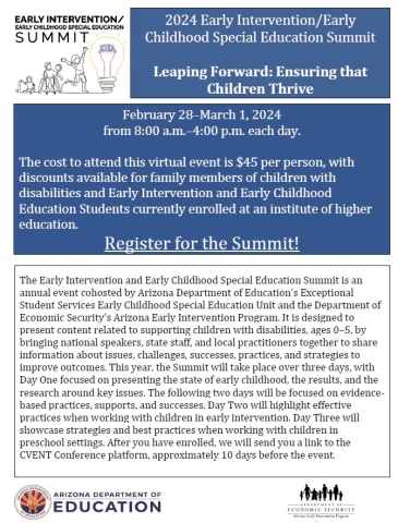 The flyer provides information about the Summit and the link to register