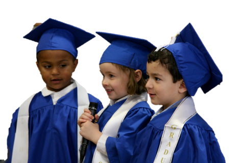children in cap and gown