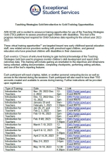 TSG training schedule image of the flyer