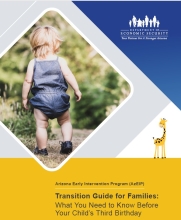 Cover of AZ Early Intervention Program's Transition Guide for Families Small child on Cover